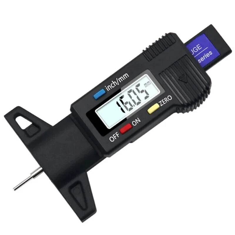 Digital Tyre Tread Depth Gauge with large LCD display and galvanic iron probe for accurate tire measurement
