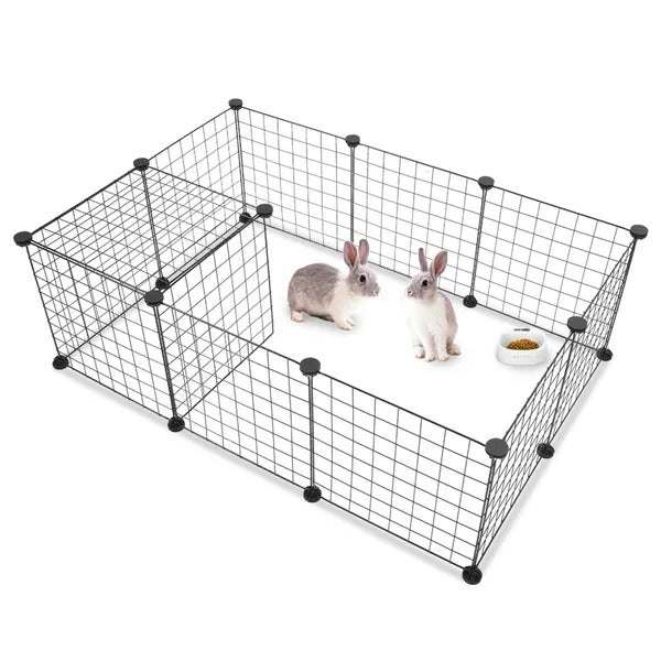 Portable black metal wire pet playpen for small animals assembly kit