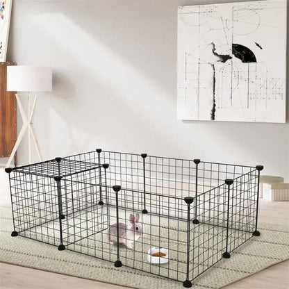 Portable metal wire pet playpen for small animals with DIY expandable panels